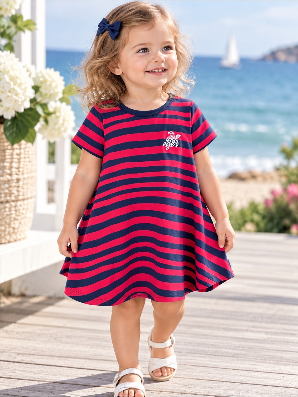 Vilebrequin Girls Striped Swing Dress 2A 89cm Orga